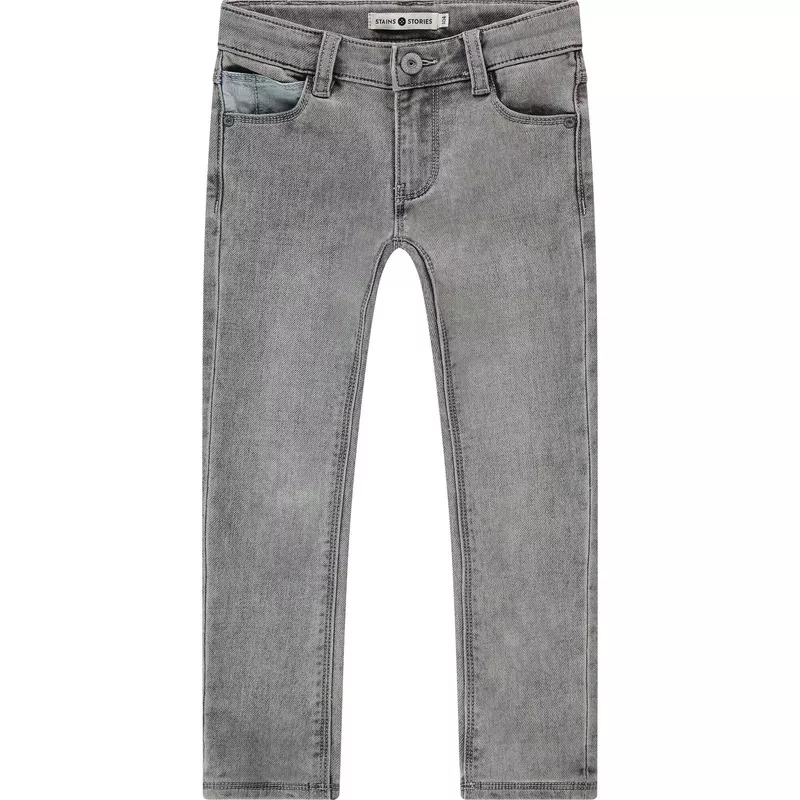 Straight Leg Denim Pants Grey Denim