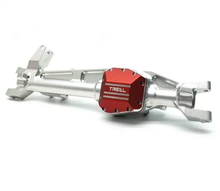 Treal Hobby (X002MJ57N3) Silver/Clear Aluminum Front AR45 Axle Housing with Red Diff Cover SCX10iii