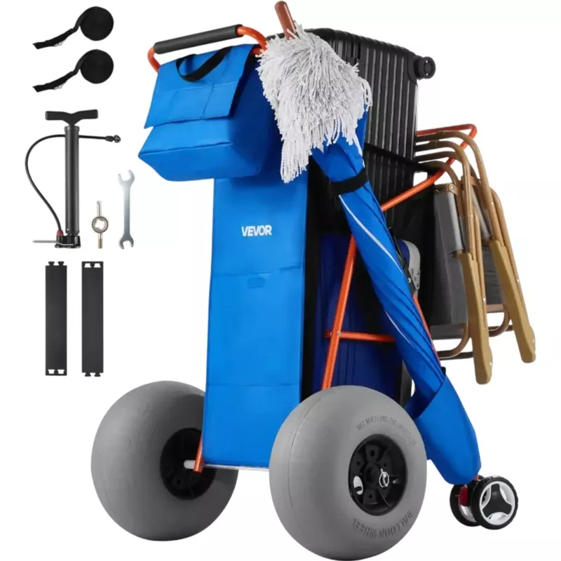 Vevor Beach Cart Folding Wagon with 12″ Balloon Wheels New