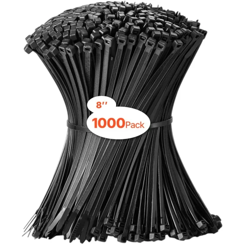Vevor Cable Zip Ties 8″ Heavy-Duty 1000-Pack Nylon Tie Wraps New