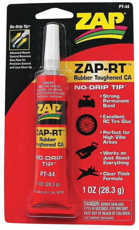 Zap PT44 ZAP-RT Rubber Toughened Cyanoacrylate Glue Clear Thick 1 oz
